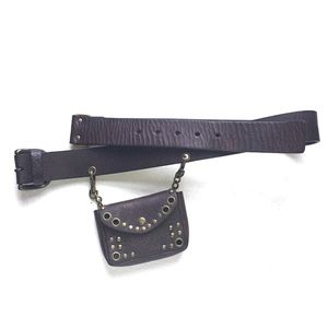 VINTAGE Hobo Mini Pouch Belt sz medium Dark Brown